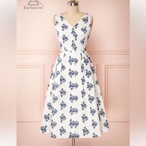 Boutique 1861 Folium White Floral Midi Summer Dress from Montreal